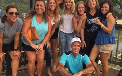 Group fun on the clubhouse deck