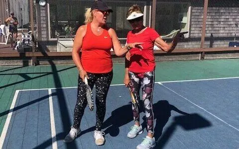 Campers chatting on court