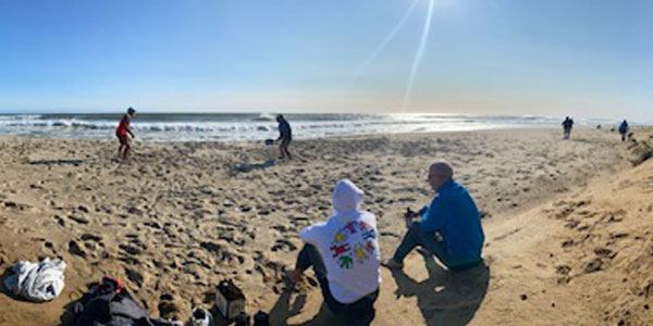 Campers relaxing on Nantucket beach